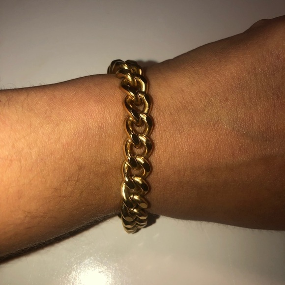 𝅺vtg Gold Tone Curb Link Bracelet Approx 7.5” - 20mm Width - Picture 2 of 5